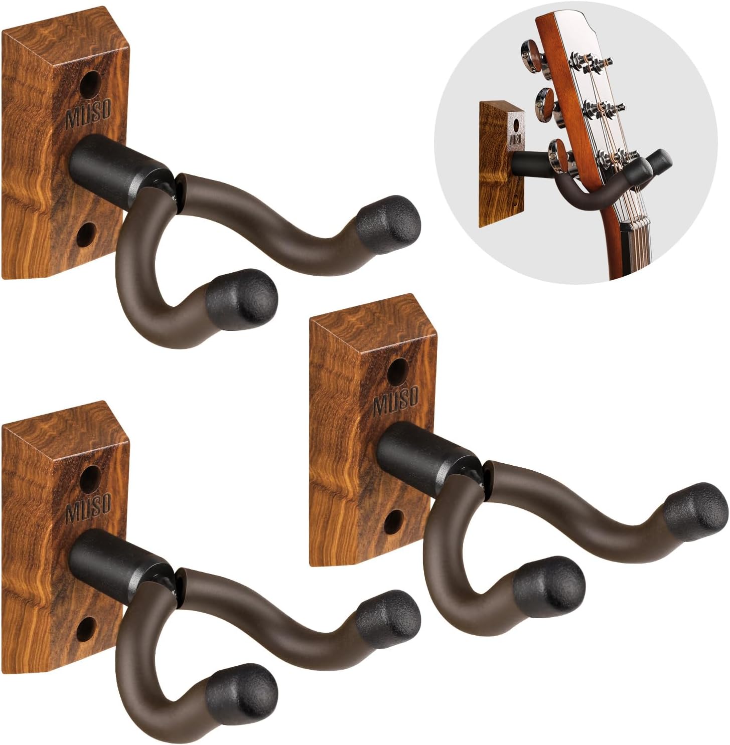 Sturdy Wood Guitar Holder - Multi-Instrument Hook Trio!
