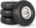 4.10/3.50-4 10in Pneumatic Tire and Wheel 4-Pack - Durable Replacement