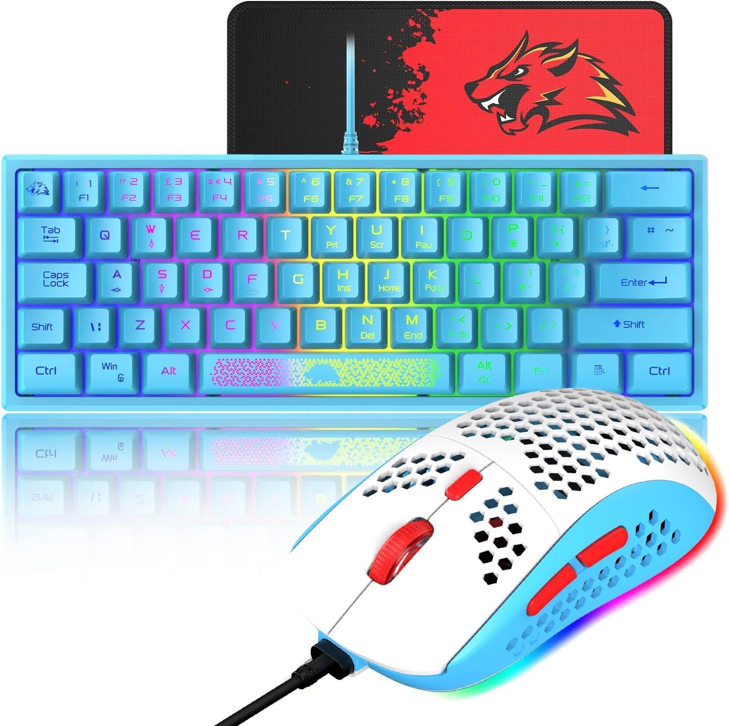 60% Gaming Keyboard and Mouse Combo for Gamers and Typists