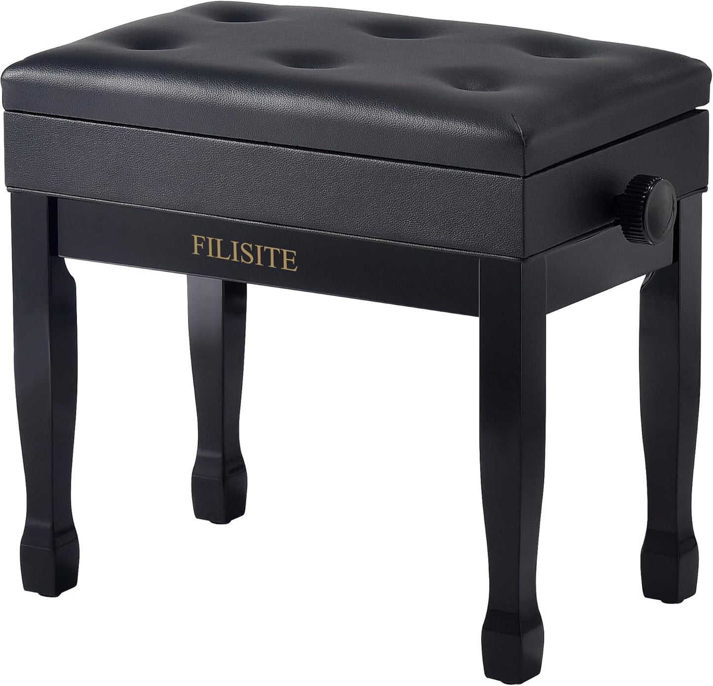 Adjustable Height Piano Bench Stool with Music Storage and Cushion