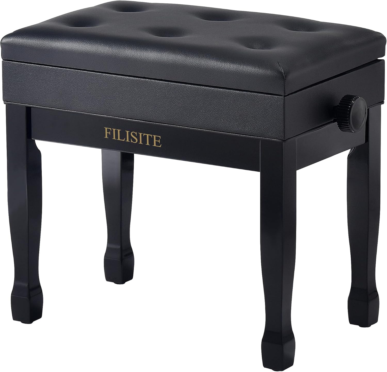 Adjustable Height Piano Bench Stool with Music Storage and Cushion