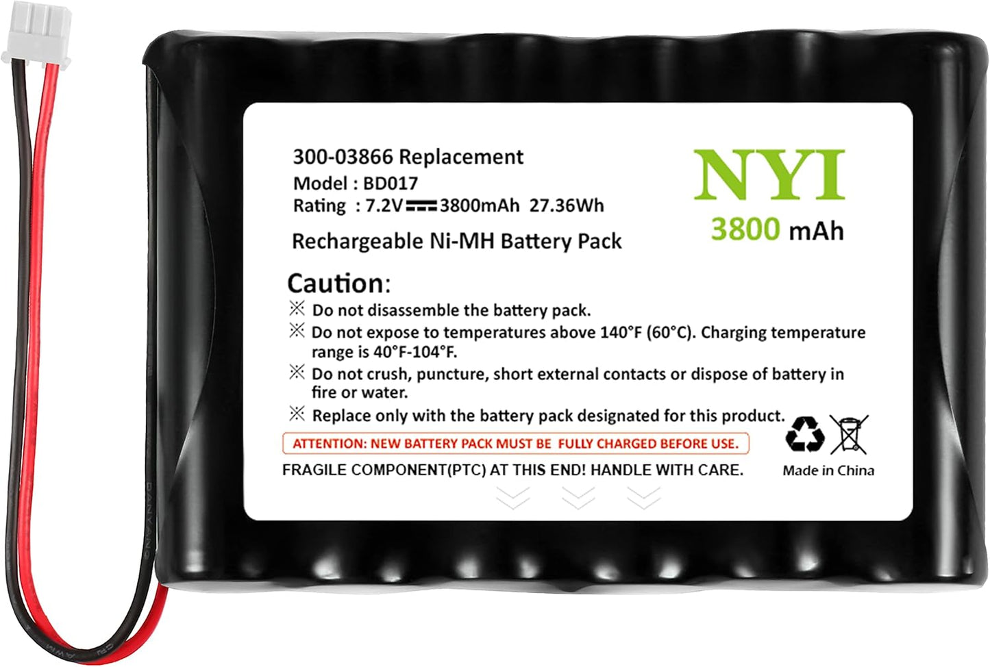 NYI Upgraded 3800mAh Battery for Honeywell Lynx Alarm Systems