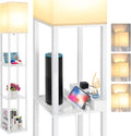 Modern Dimmable LED Shelf Floor Lamp with USB Ports and Outlet