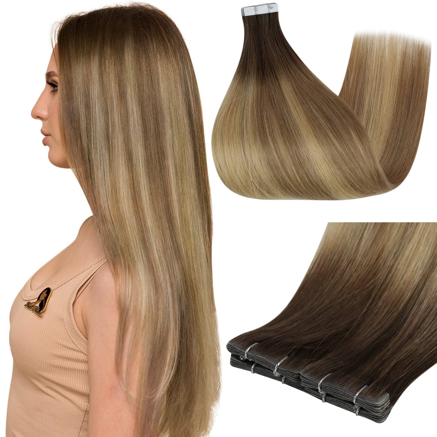 Full Shine 18 Inch Tape in Hair Extensions for Natural Look