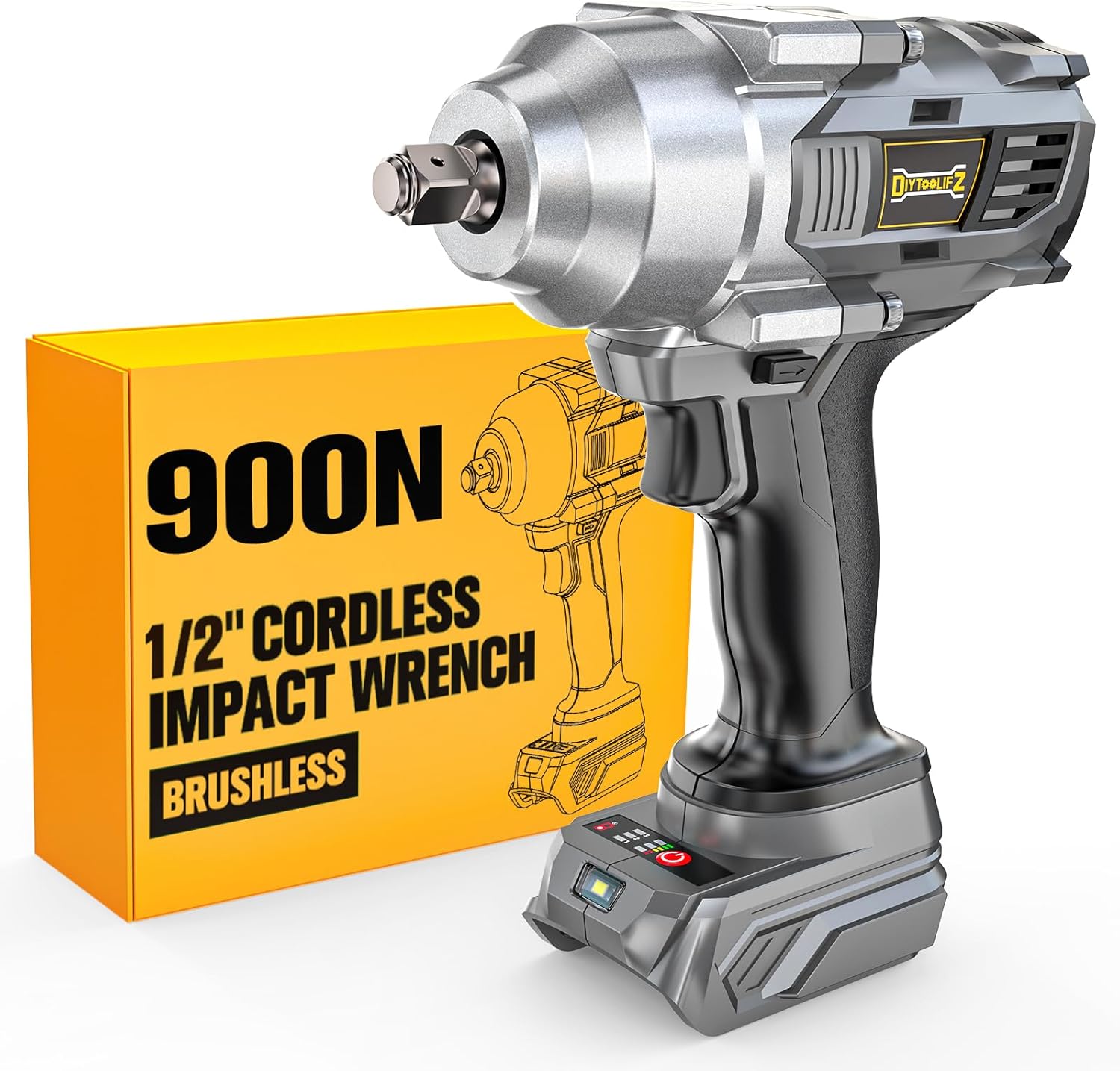 Cordless Impact Wrench 1/2 inch with High Torque Power Tool