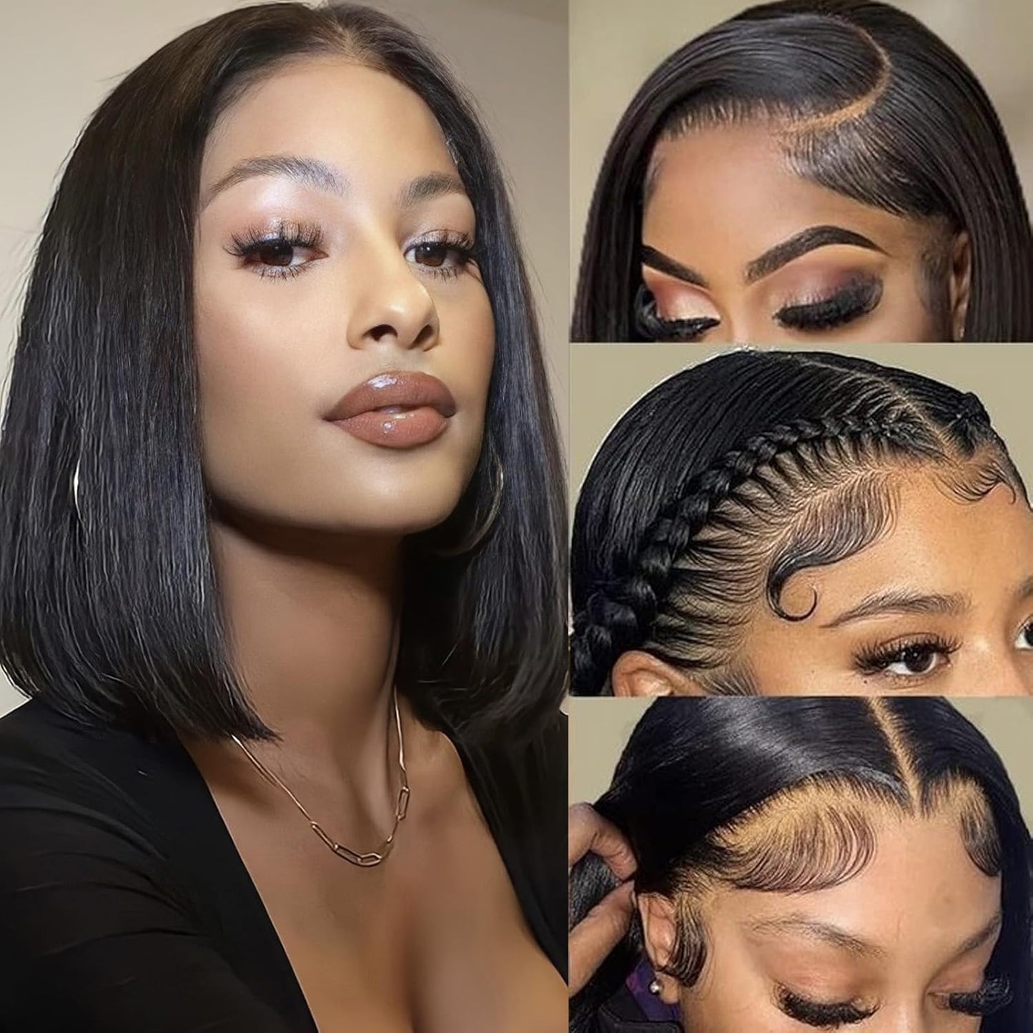 Bob Lace Front Wigs Human Hair for Women 180% Density 16 Inch