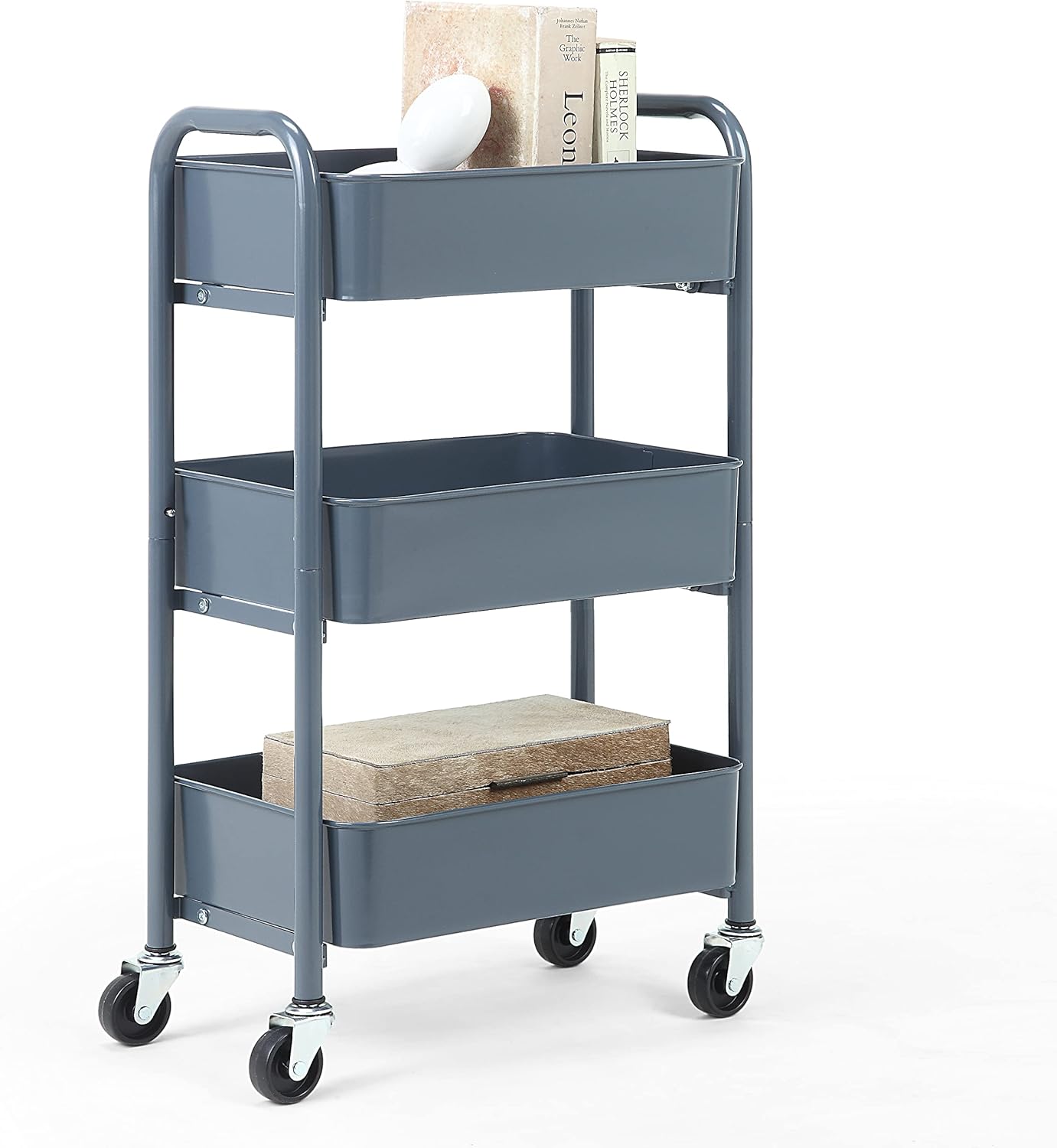 SunnyPoint 3-Tier Compact Rolling Metal Storage Organizer Cart