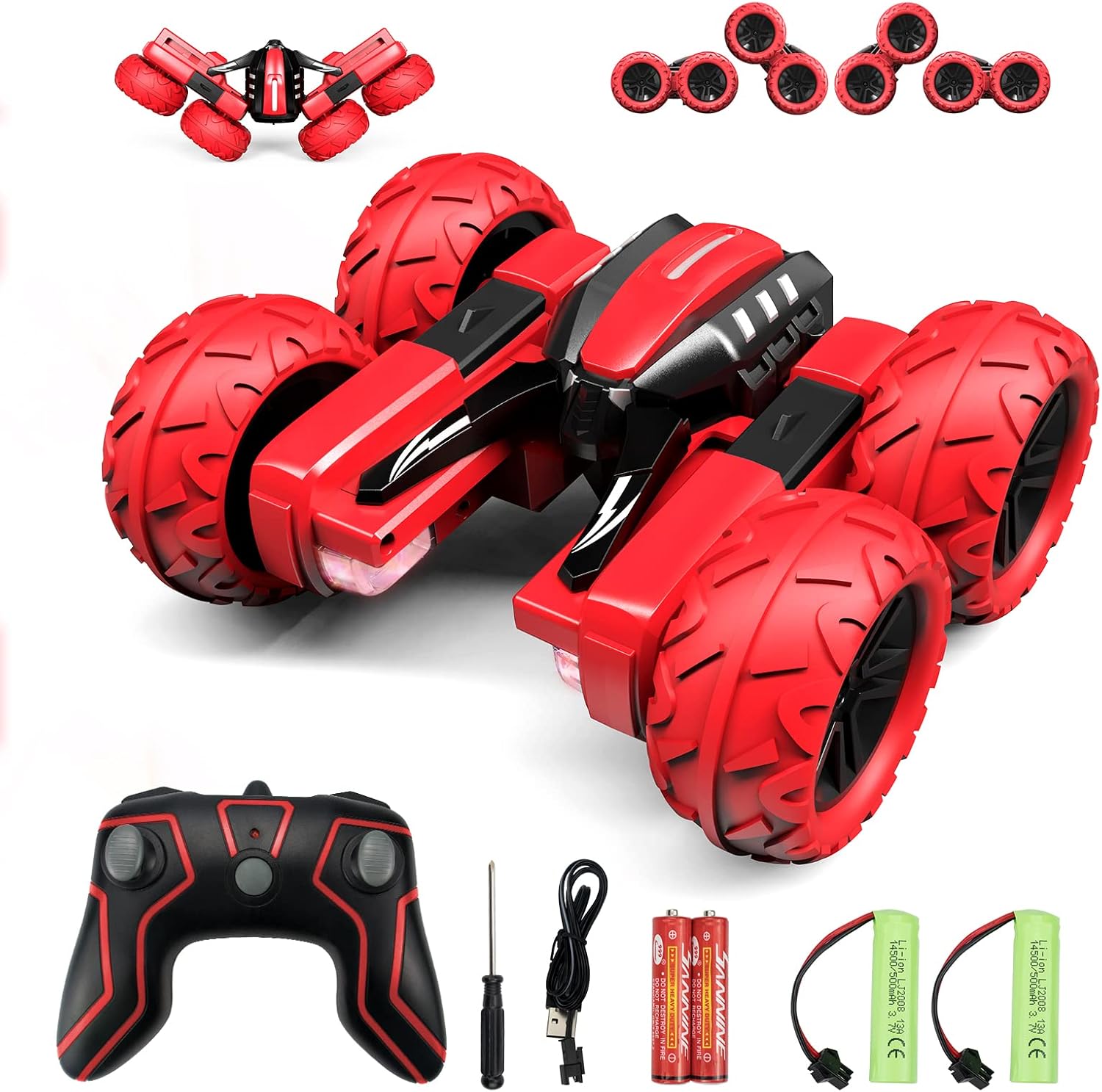 Amicool Remote Control Stunt Car: LED Lights, 360 Flips, Off-Road Fun!