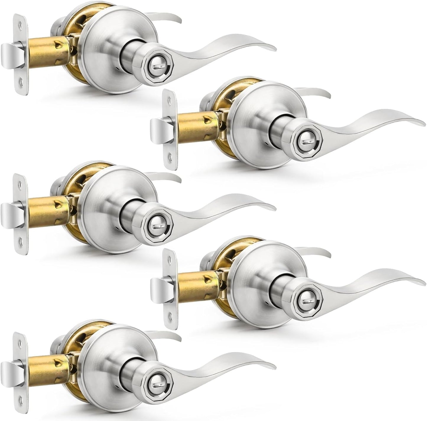 Brushed Nickel Door Handles - Heavy Duty Privacy Door Levers