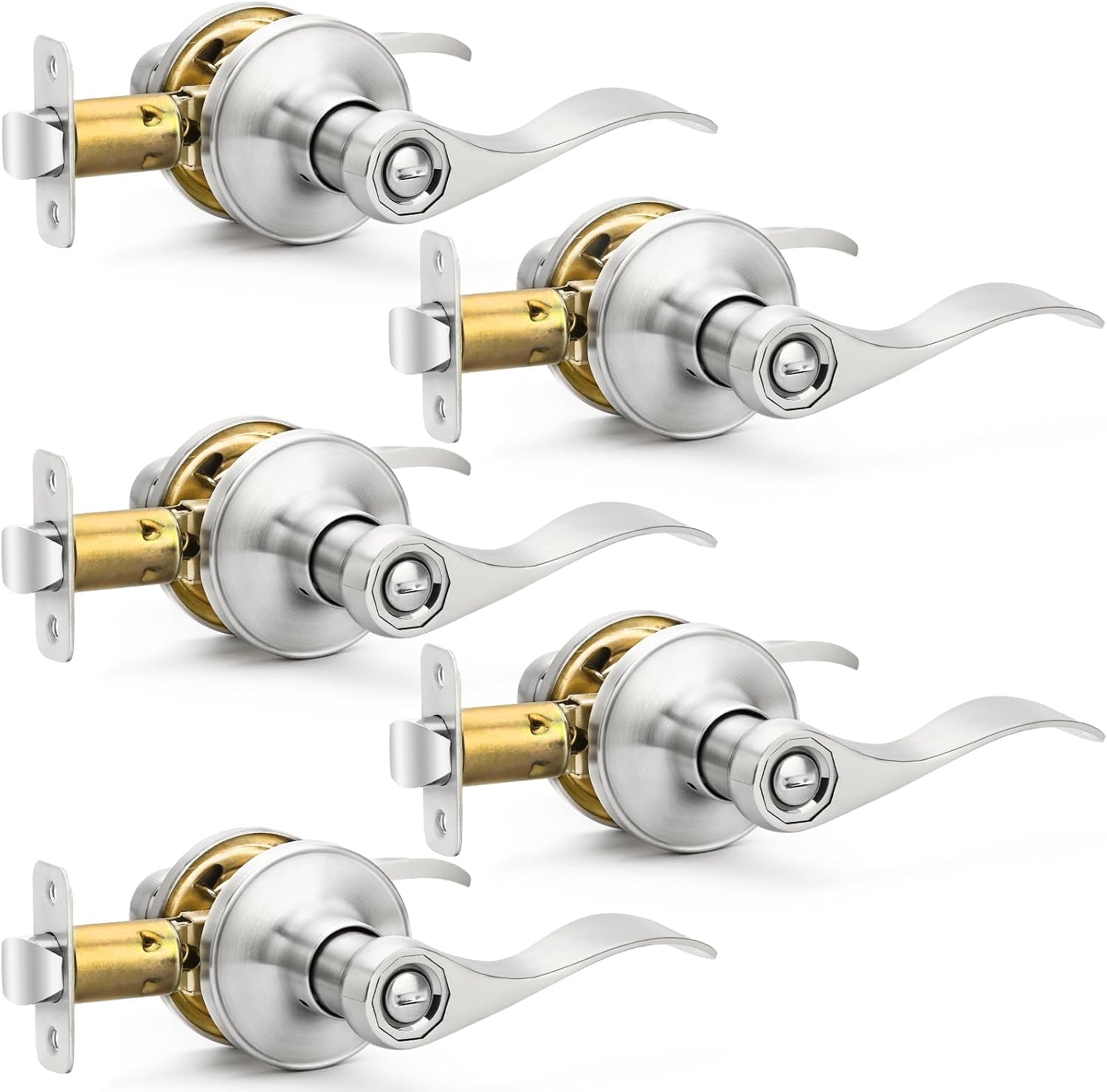 Brushed Nickel Door Handles - Heavy Duty Privacy Door Levers