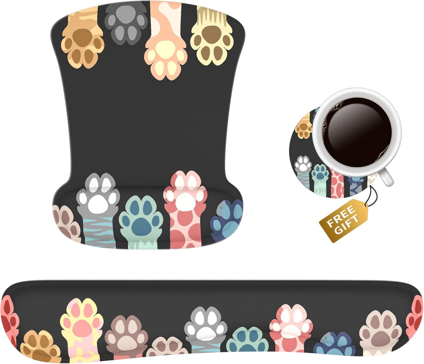 Ergonomic 3-in-1 Cat Paw Mouse Pad Set