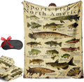 Fishing Blanket with North America Fish Names - Soft Flannel Throw