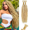 613 Blonde Human Braiding Hair Deep Water Wave 20in Curly - Wet