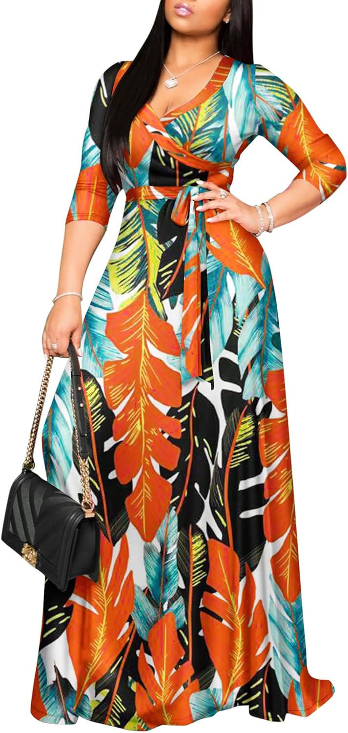 FANDEE Plus Size Maxi Dress for Women Casual Summer Sundress