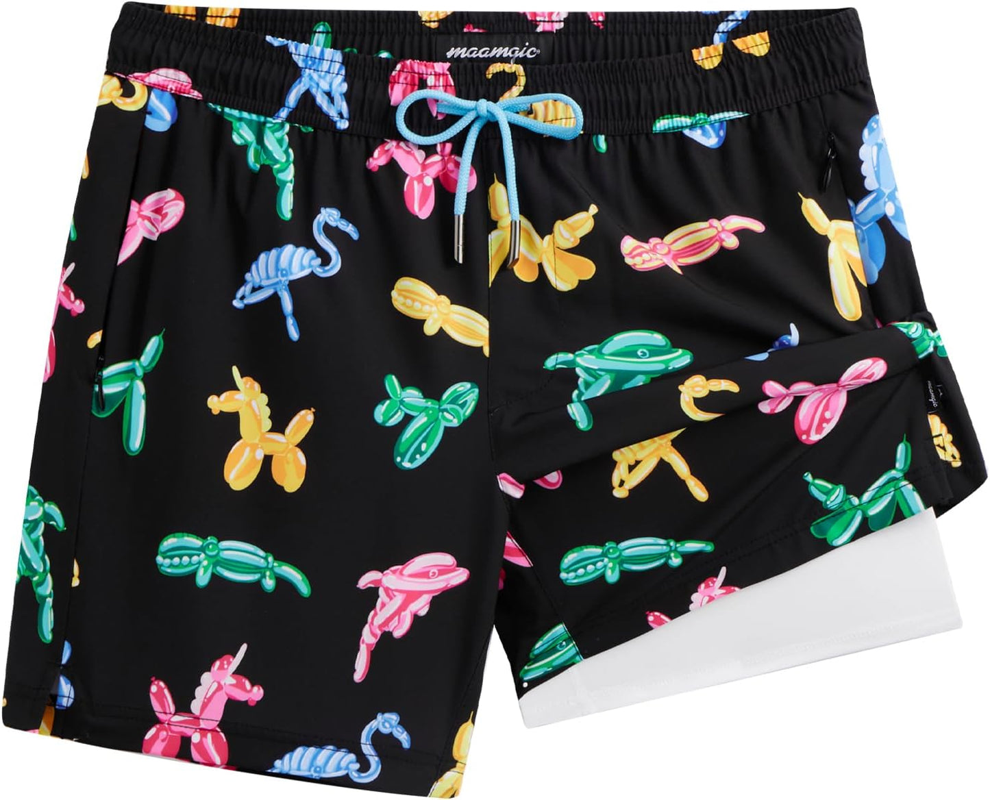 maamgic Mens Swim Trunks with Compression Liner for Comfort