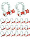 QWORK 3/8 in Galvanized Screw Pin Anchor Shackles, 20 Pack - Durable