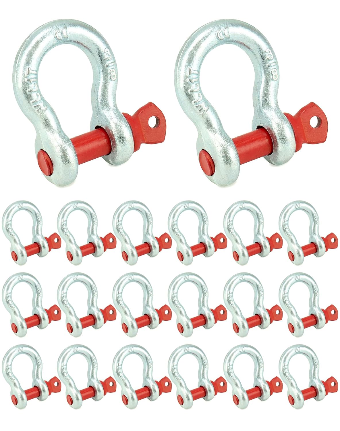 QWORK 3/8 Galvanized Screw Pin Anchor Shackles for Heavy Duty