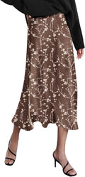 Zeagoo High Waist Satin Midi Skirt - Elegant Everyday Styling Women's
