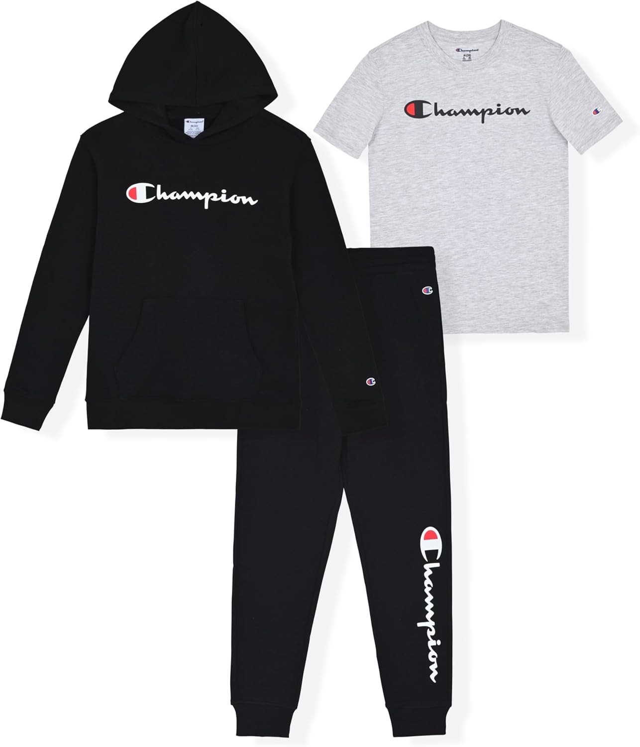 Champion Boys Sweatsuit Set - 3 Piece Hoodie Jogger Tee Outfit