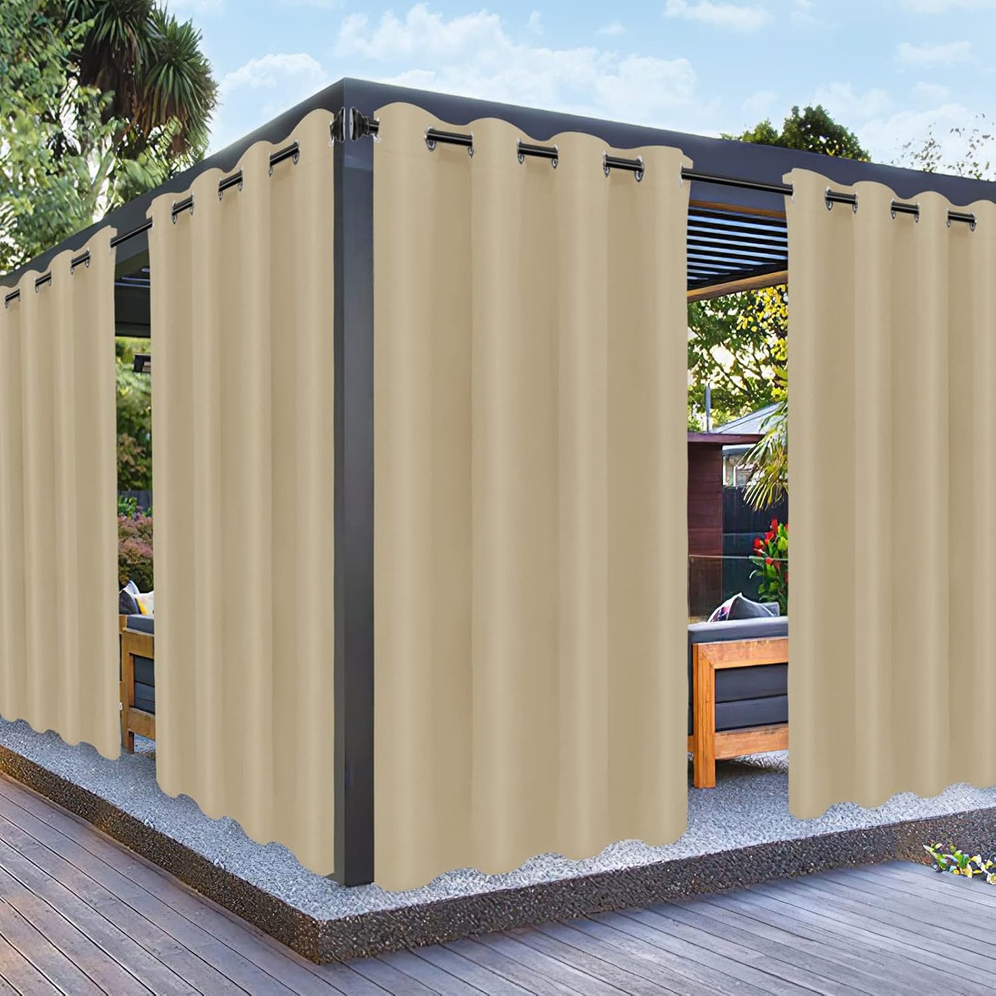 PureFit Outdoor Curtains for Patio Waterproof and Weatherproof
