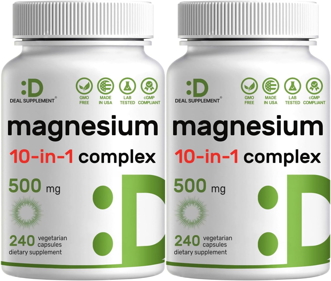 Magnesium Complex 500mg Veggie Capsules for Muscle & Sleep