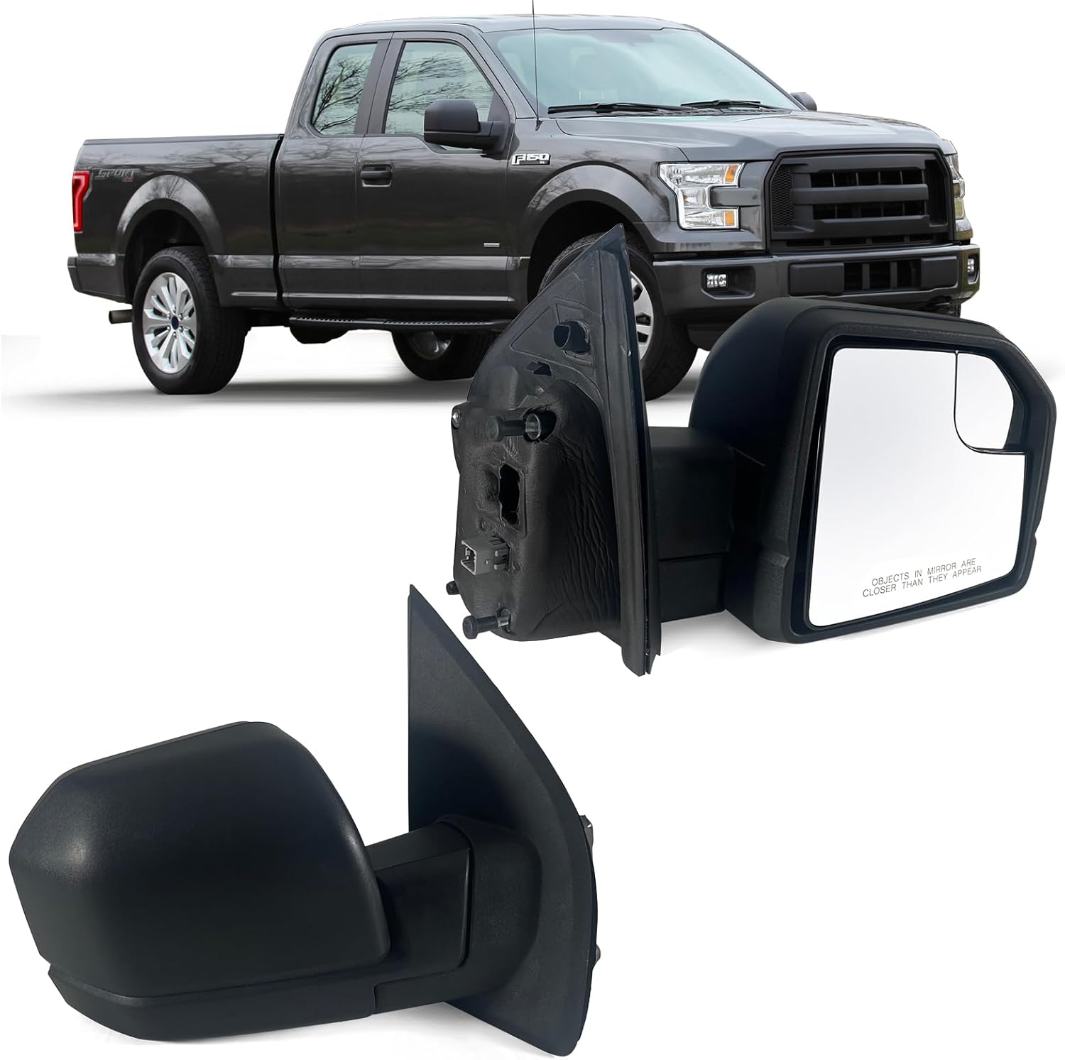 Right Passenger Side Mirror with Power Glass for Ford F150