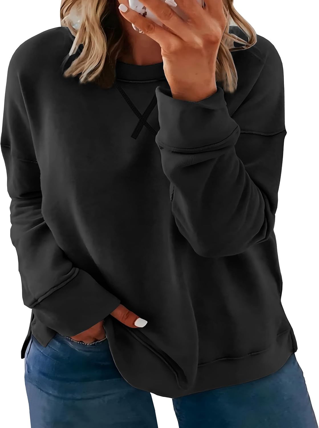 Women's Plus Size Casual Crew Neck Sweatshirt for Fall Style
