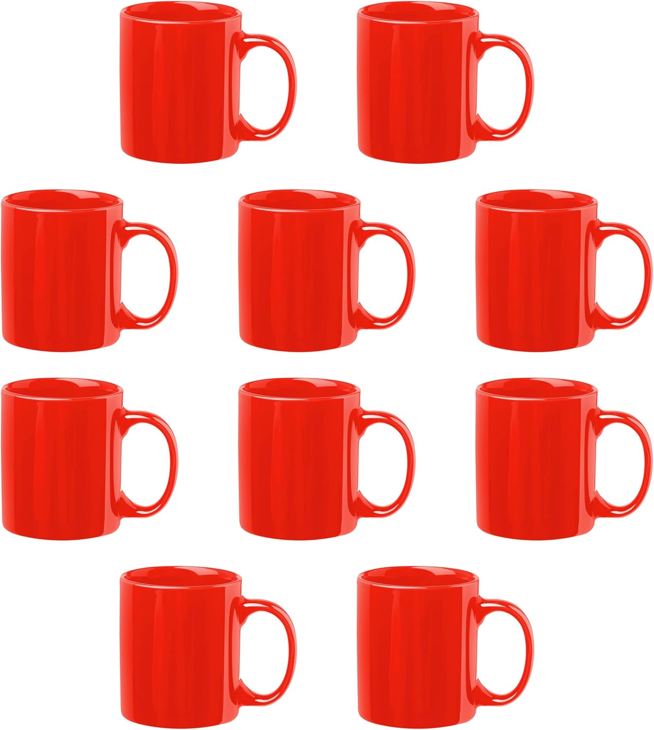 Ceramic Coffee Mugs Set of 10 - Ideal for Home or Office Use