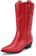 DREAM PAIRS Women's Cowboy Boots Mid Calf - Comfortable (Style 1395)