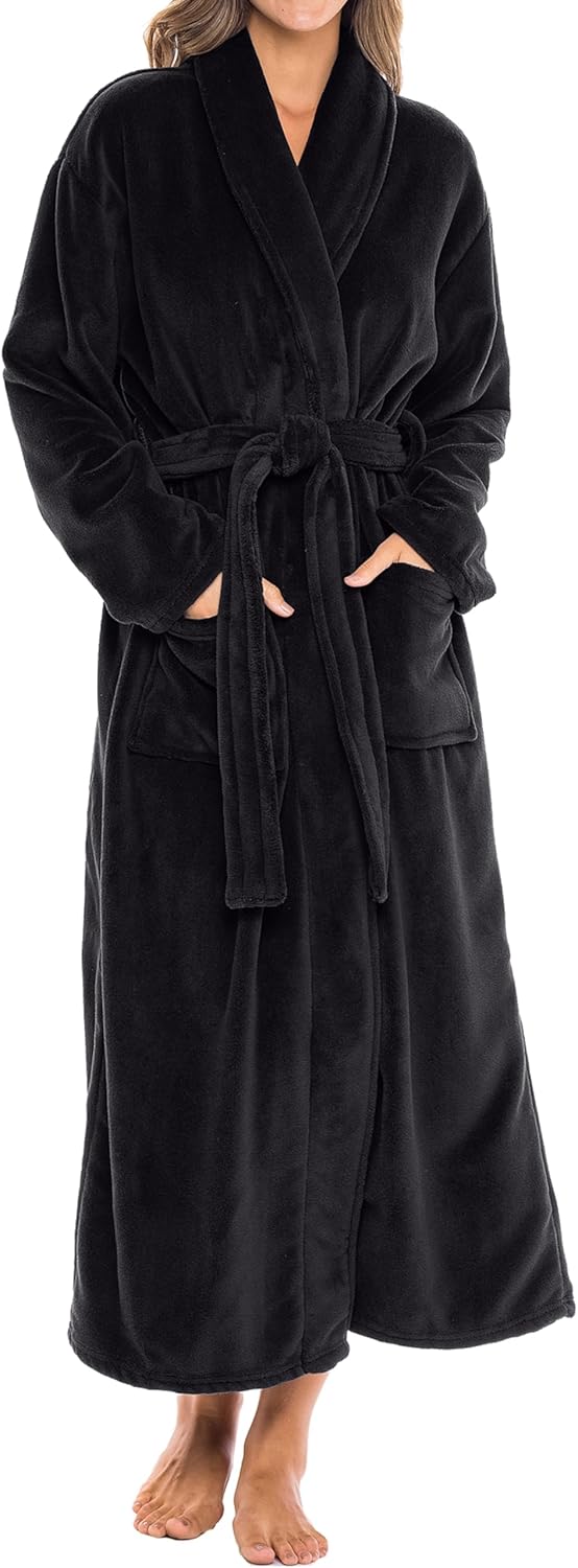 Plush Robe for Women - Long Fleece Winter Bath Robe, Plus Size