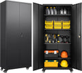 Metal Storage Cabinet with Wheels 75in Tall Rolling Locker - Deep