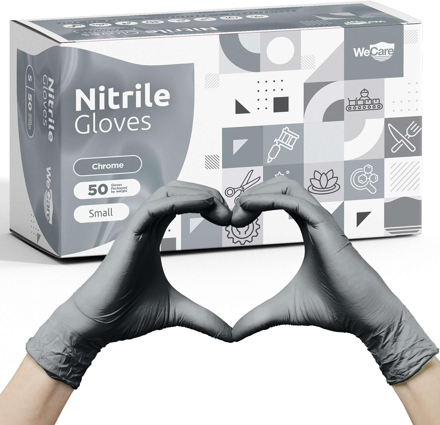 WECARE Chrome Nitrile Gloves - Powder & Latex Free - Food Safe