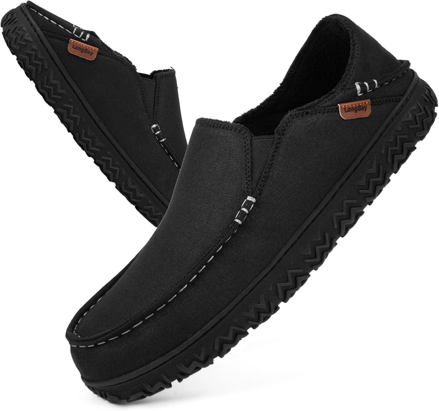 LongBay Men's Moccasin Slippers with Cozy Memory Foam Comfort