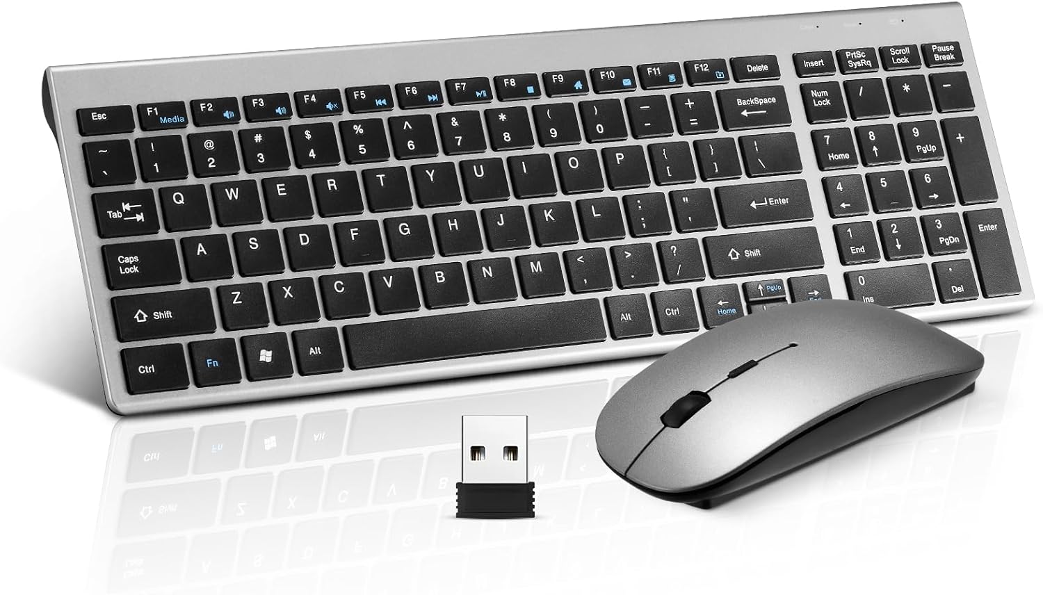 Compact Quiet 2.4G Wireless Keyboard Mouse Combo - Fast Setup