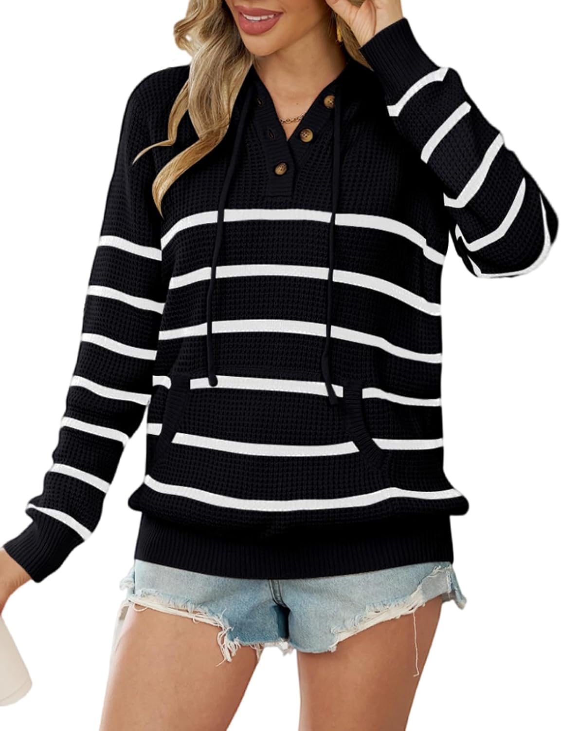 CiCiBird Women Fall Hoodies Oversized V Neck Casual Pullover