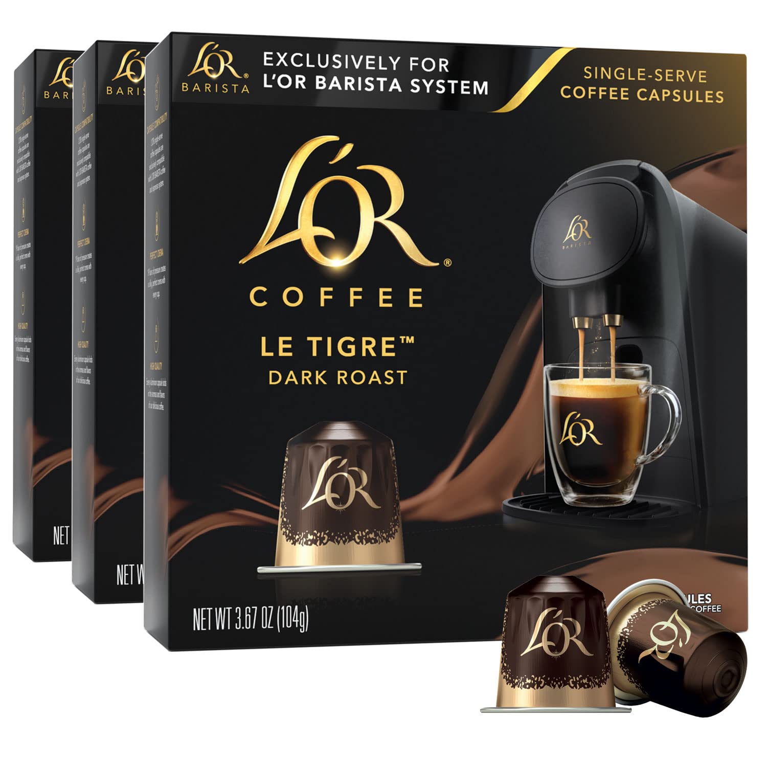 L'OR Le Tigre Dark Roast 30 Pods for BARISTA