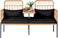 PROHIKER Patio Rattan Loveseat 2-Seat with Built-in Table - Durable