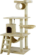 Classic Cat Tree for Indoor Cats - 62in Tall Faux Fur Tower