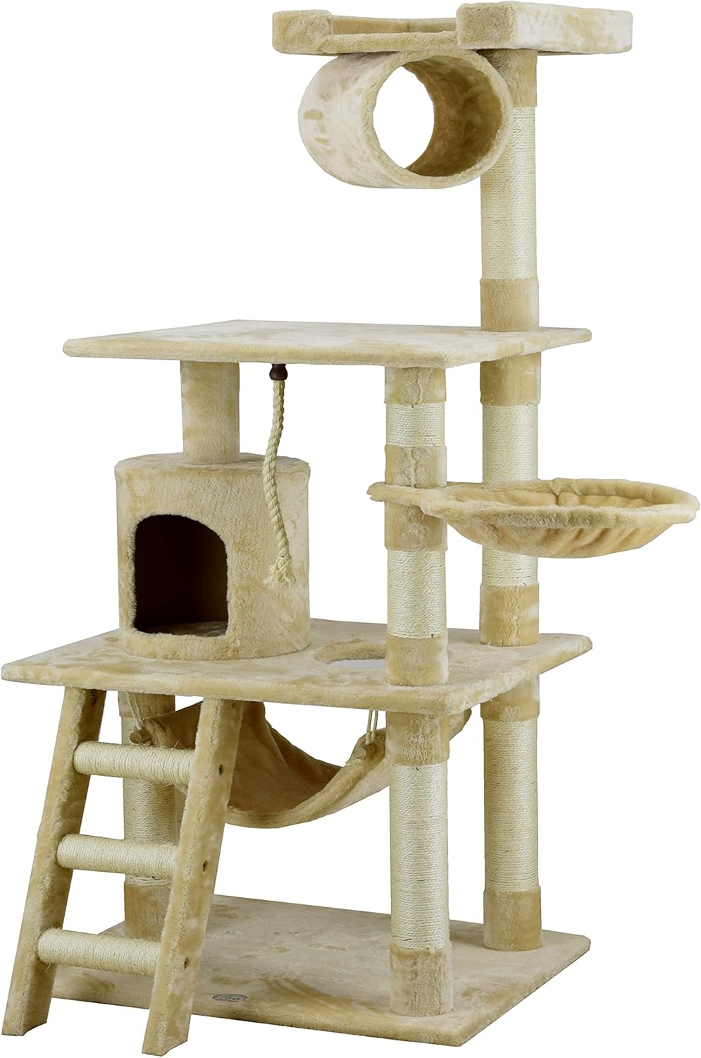 Classic Cat Tree for Indoor Cats - 62in Tall Faux Fur Tower