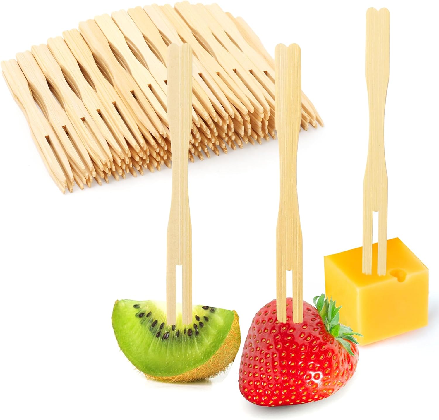 300 Eco-Friendly Bamboo Mini Forks - Stylish Charcuterie Board Accessories