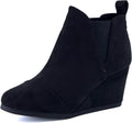Dunes Women's Zoey Wedge Bootie Soft Vegan Suede - Wide Width Fit