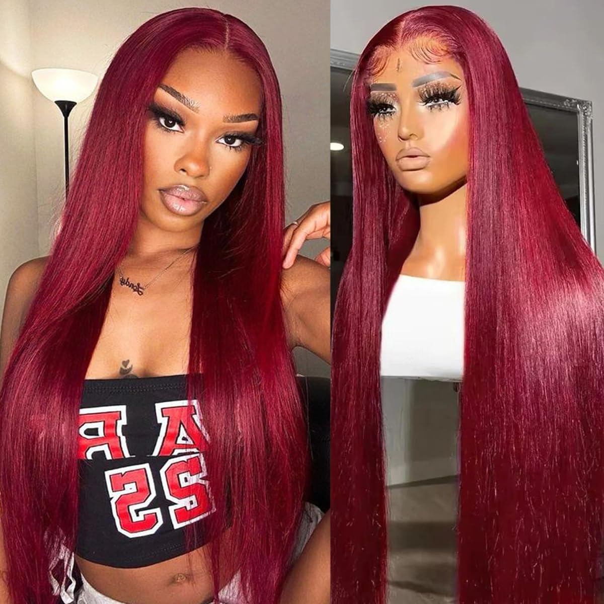 99J Burgundy Lace Front Wigs by AUOU for Black Women 22ftin