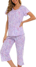 ENJOYNIGHT Women's Cute Sleepwear Tops with Capri Pants - Cozy Lounge
