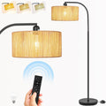 Boho Standing Lamp with Dimmable LED Bulb and Rattan Shade - Versatile