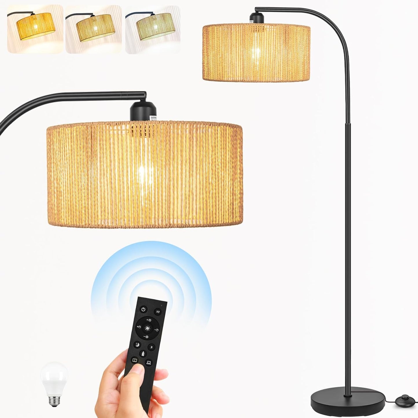 Boho Standing Lamp with Dimmable Bulb for Modern Spaces