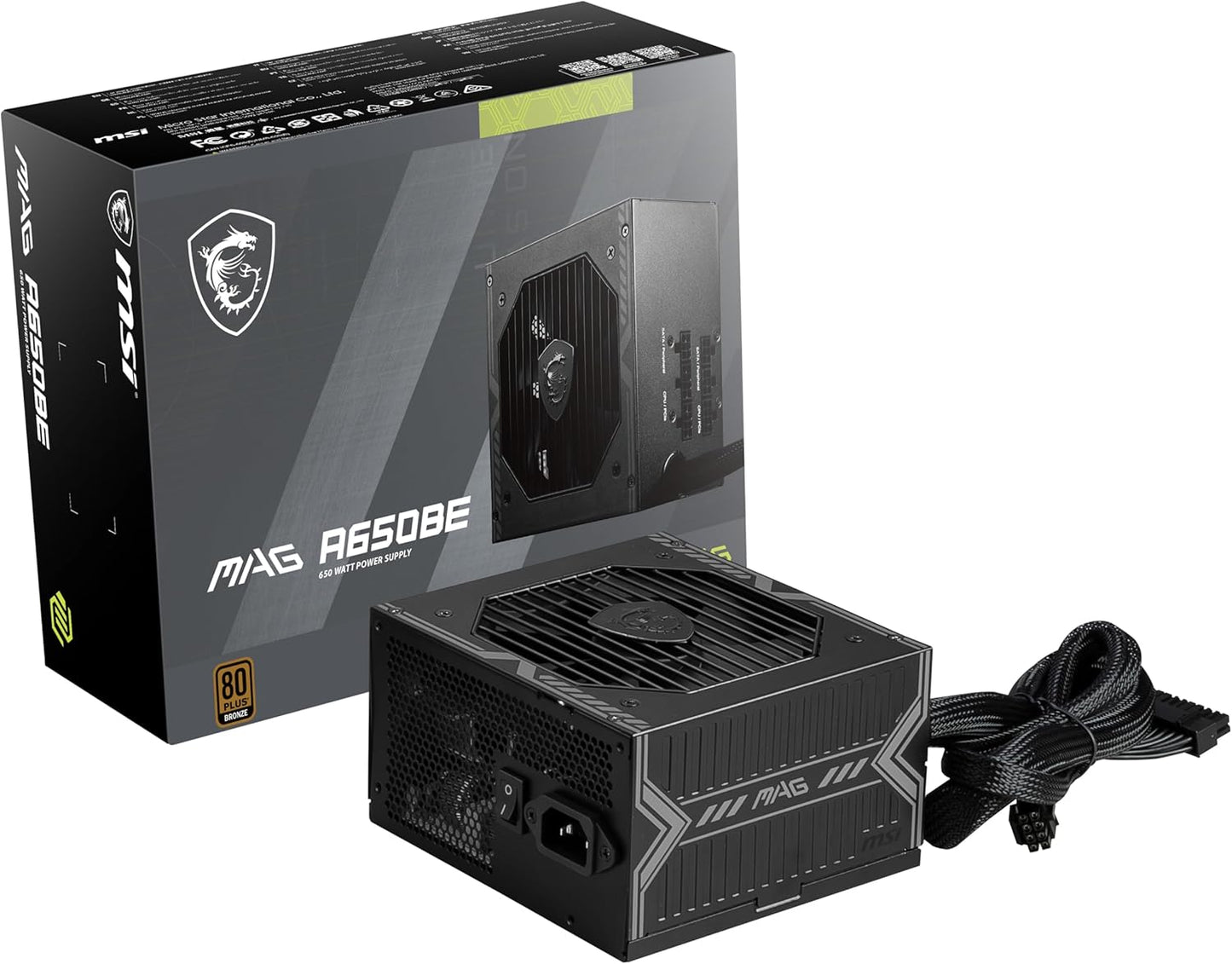 MSI MAG A650BE 650W ATX Power Supply with Low-Noise Fan