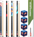 Premium Pool Sticks Set of 4 58-in Maple Cues - Low-Deflection