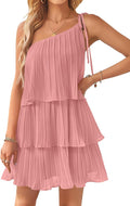 ZESICA Women's Boho Summer One Shoulder Mini Dress for Elegance