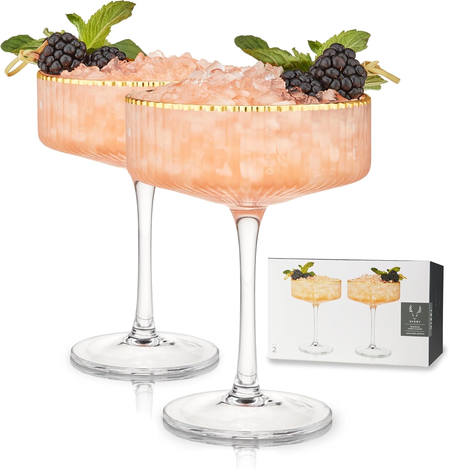 Viski Meridian Vintage Coupe Glasses for Elegant Cocktails