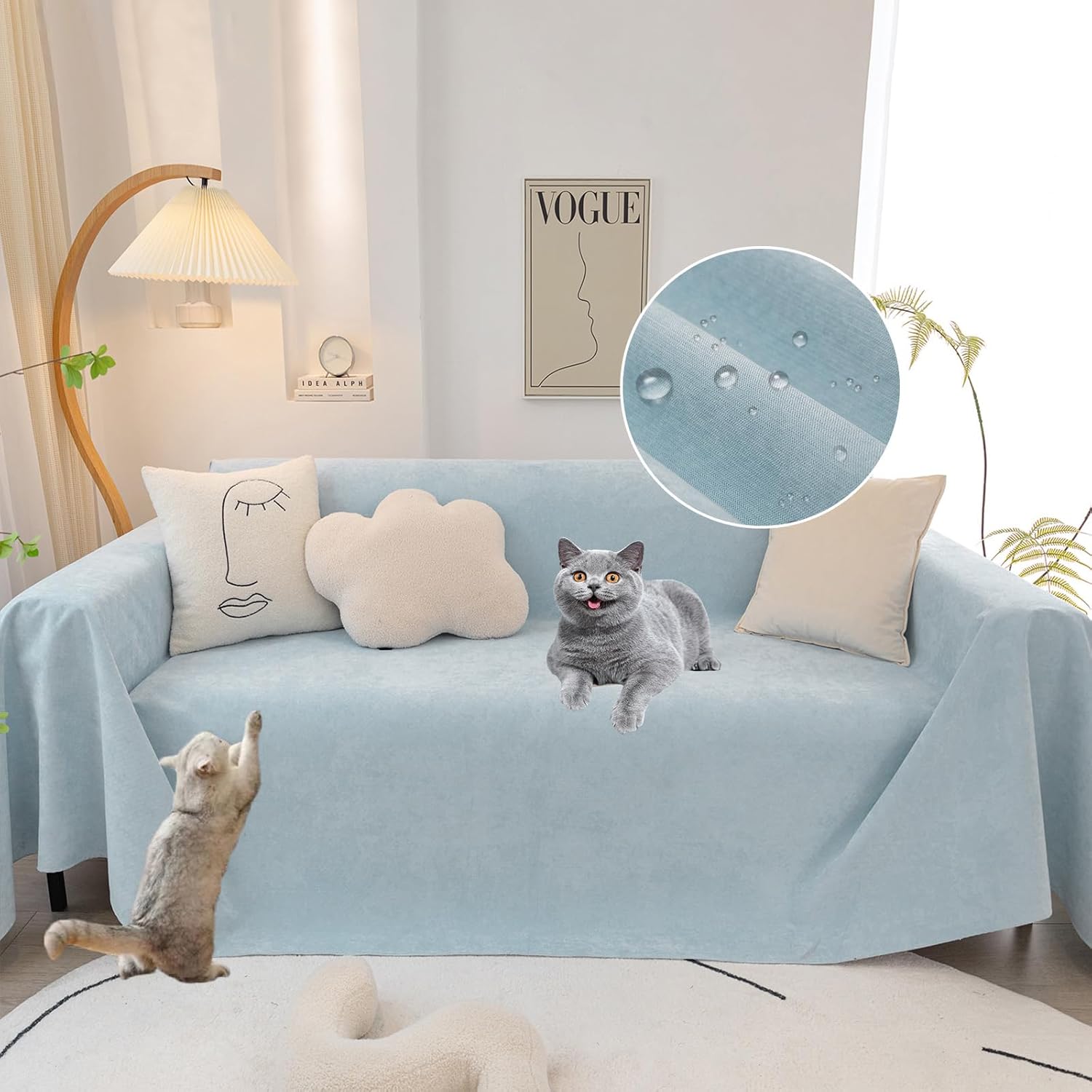 Waterproof Pet-Friendly Couch Cover for 2 Cushion Sofa